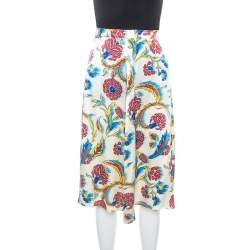 Celine Multicolor Printed Silk A-Line Skirt S