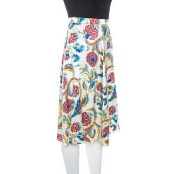 Celine Multicolor Printed Silk A-Line Skirt S