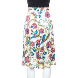 Celine Multicolor Printed Silk A-Line Skirt S