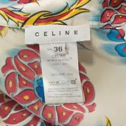 Celine Multicolor Printed Silk A-Line Skirt S