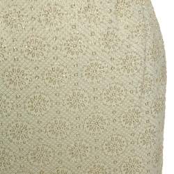 Celine Yellow Stretch Embossed Lurex Jacquard Pencil Skirt S