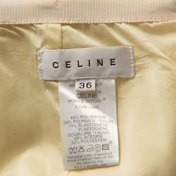 Celine Yellow Stretch Embossed Lurex Jacquard Pencil Skirt S