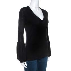 Celine Black Cashmere Knit Long Sleeve Top M