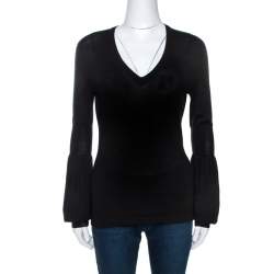 Celine Black Cashmere Knit Long Sleeve Top M