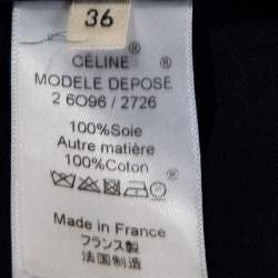 مملوكة مسبقًا Celine Navy Blue Silk Satin Flared Shirt Dress S