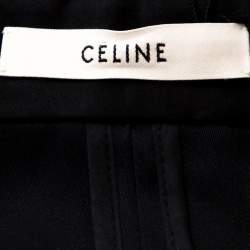 مملوكة مسبقًا Celine Navy Blue Silk Satin Flared Shirt Dress S