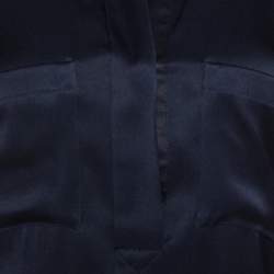 مملوكة مسبقًا Celine Navy Blue Silk Satin Flared Shirt Dress S