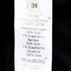 Pre Owned Celine Black Floral Printed Mulberry Silk Draped Detail Sleeveless Top M 
