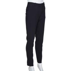 Pre Owned Celine Navy Blue Crepe Tailored Trousers S