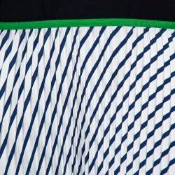 Celine Navy Blue Striped Silk Handkerchief Hem Pleated Skirt S