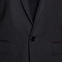 Pre Owned Celine Black Textured Wool Pant Suit M 