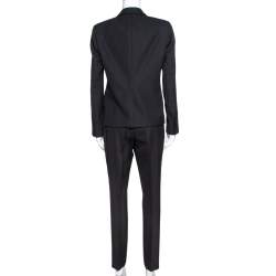 Pre Owned Celine Black Textured Wool Pant Suit M 