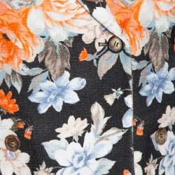 Celine Multicolor Floral Print Cotton Canvas Fitted Blazer M