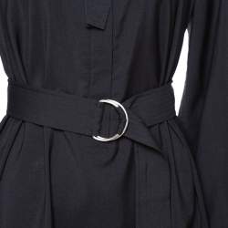 Pre Owned Celine Black Wool Belted Shirt Dress S