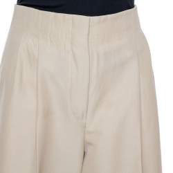 Pre Owned Celine Beige Wool High Waist Trousers S