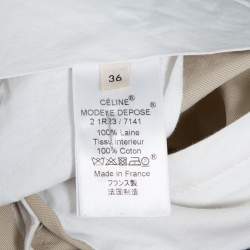 Pre Owned Celine Beige Wool High Waist Trousers S