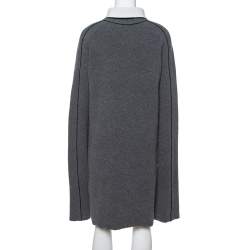 Celine Grey Wool Contrast Turtle Neck Sweater Dress S