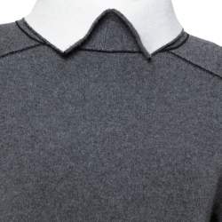 Celine Grey Wool Contrast Turtle Neck Sweater Dress S