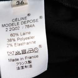 Celine Black Wool Pleated Midi Skirt S