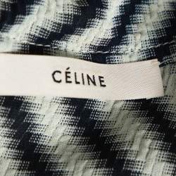 Celine Black Diagonal Stripe Textured Turtle Neck Top S