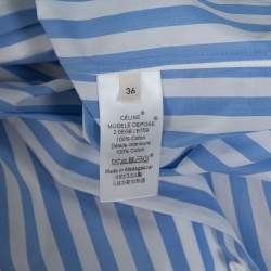 Pre Owned Celine Blue & White Striped Cotton Button Front Tunic S