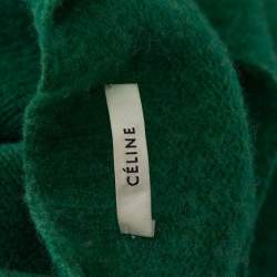 Pre Owned Celine Green Wool Knit Crew Neck Sweater S