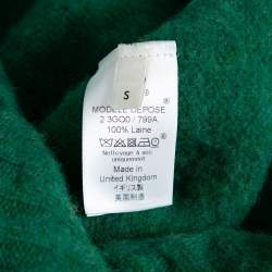 Pre Owned Celine Green Wool Knit Crew Neck Sweater S