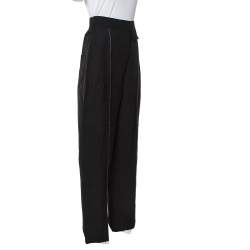 Pre Owned Celine Black Silk Blend Wide Leg Pants M