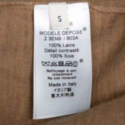 Pre Owned Celine Dark Beige Wool Contrast Stitch Detail Sweater S