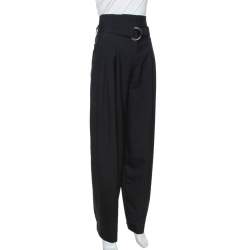 Celine Black Wool High Waist Tapered Trousers S