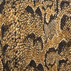 Pre Owned Celine Mustard Snake Print Jersey Belted Maxi Dress S