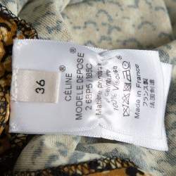 Pre Owned Celine Mustard Snake Print Jersey Belted Maxi Dress S