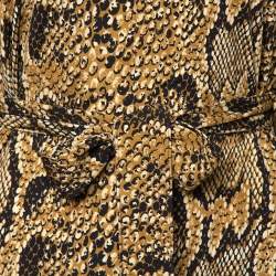 Pre Owned Celine Mustard Snake Print Jersey Belted Maxi Dress S