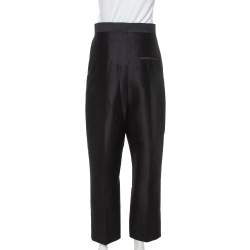 Pre Owned بنطلون سيلين قصير خصر مرتفع حرير و صوف أسود مقاس صغير (سمول)