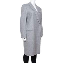 Celine Grey Cashmere Open Front Long Coat L