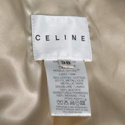 Pre Owned Celine Cream Velvet Fox Fur Lined Coat M