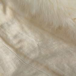 Pre Owned Celine Cream Velvet Fox Fur Lined Coat M