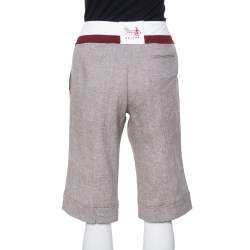 Celine Beige Linen Contrast Waist Band Shorts M