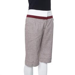Celine Beige Linen Contrast Waist Band Shorts M