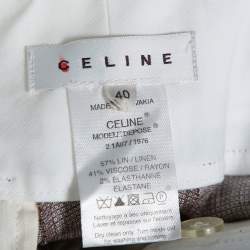 Celine Beige Linen Contrast Waist Band Shorts M