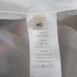 Celine Off White Cotton Pleated High Low Hem Blouse M