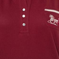 Celine Maroon Cotton Pique Logo Embroidered Polo T-Shirt M