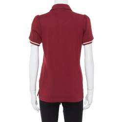 Celine Maroon Cotton Pique Logo Embroidered Polo T-Shirt M