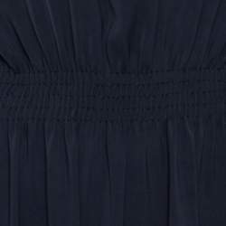 Pre Owned Celine Navy Blue Scoop Neck Full Sleeve Midi Dress M