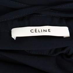 Pre Owned Celine Navy Blue Scoop Neck Full Sleeve Midi Dress M