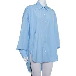 Celine Blue Cotton Paneled Oversized Shirt M 