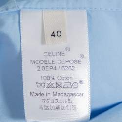 Celine Blue Cotton Paneled Oversized Shirt M 