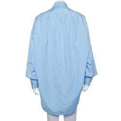Celine Blue Cotton Paneled Oversized Shirt M 