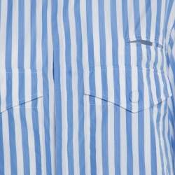 Celine Blue Striped Cotton Patch Pocket Detail Shirt Dress L