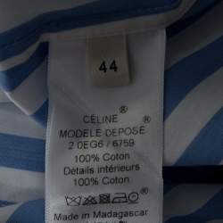 Celine Blue Striped Cotton Patch Pocket Detail Shirt Dress L